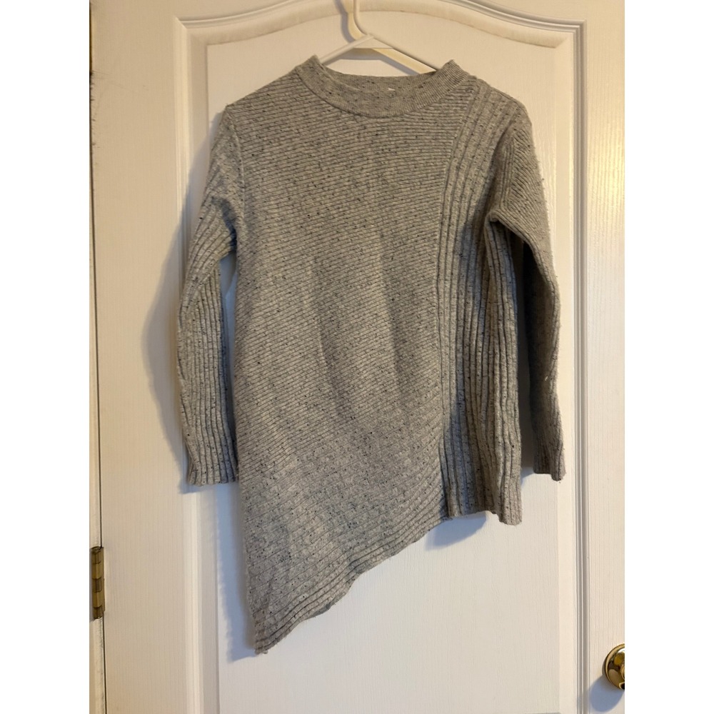 YAYA Sweater Women Medium Gray Excellent Asymmetrical Ribbed Wool Cashmere Blend